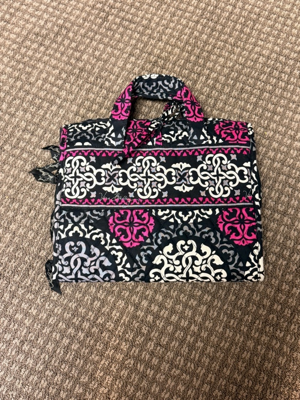 Vera Bradley Black, White & Hot Pink Quilted Cosmetic Organizer